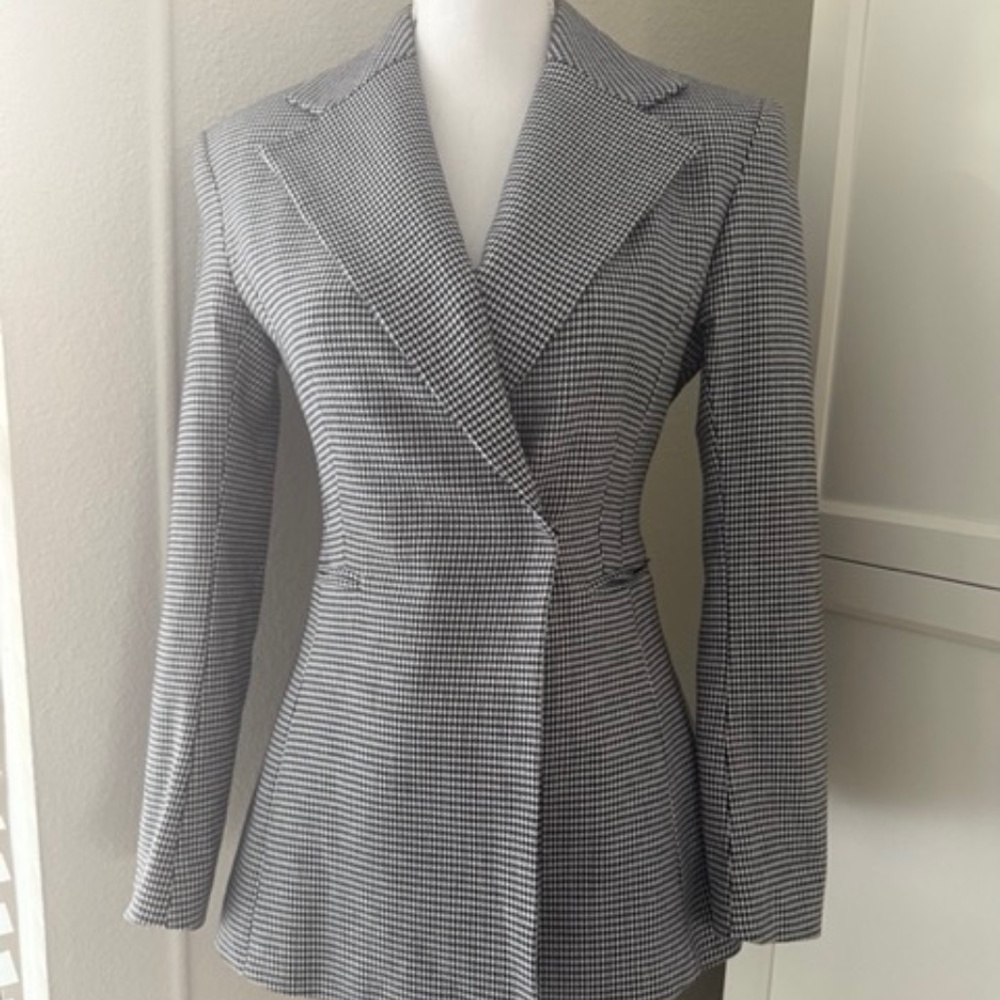 H&M Houndstooth Blazer US 4 Black and White Career Business Casual NWT